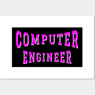 Computer Engineer in Pink Color Text Posters and Art